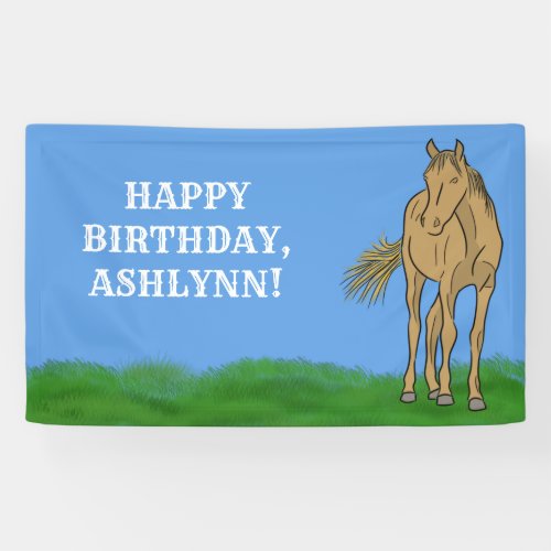 Light Sorrel Brown Horse Realistic Illustration Banner