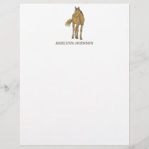 Light Sorrel Brown Horse Realistic Illustration Letterhead