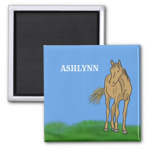 Light Sorrel Brown Horse Realistic Illustration Magnet