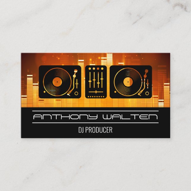 Light Sound Bar Equalizer | Turntable Business Card (Front)