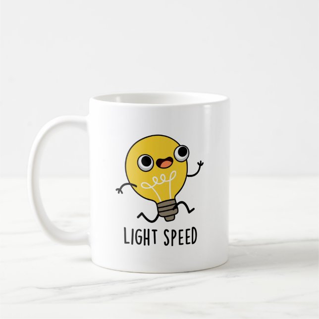 Light Speed Funny Running Bulb Pun  Coffee Mug (Left)