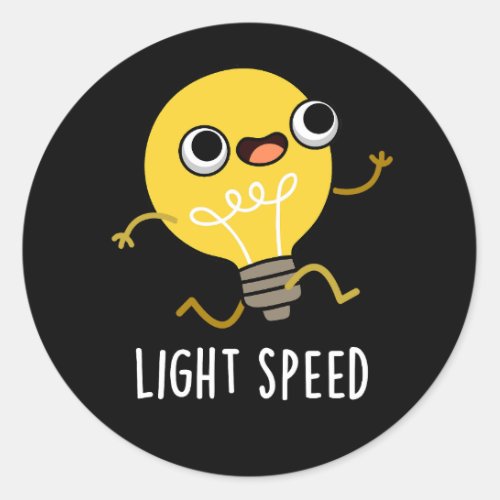Light Speed Funny Running Bulb Pun Dark BG Classic Round Sticker