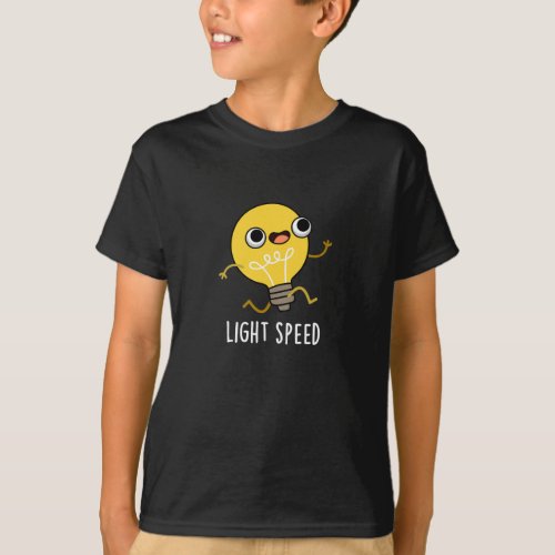 Light Speed Funny Running Bulb Pun Dark BG T_Shirt
