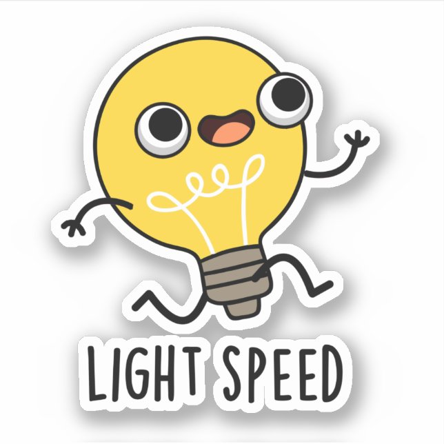 Light Speed Funny Running Bulb Pun  Sticker (Front)