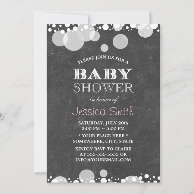 Light Spots Chalkboard Baby Shower Invitation (Front)
