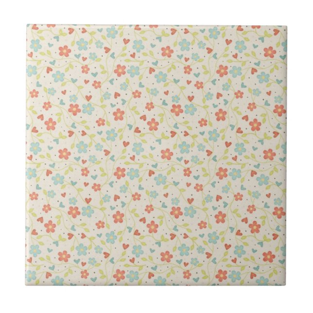 Light Spring Floral Ceramic Tile (Front)