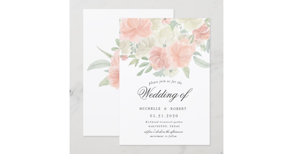 light spring floral pastel wedding invitation | Zazzle
