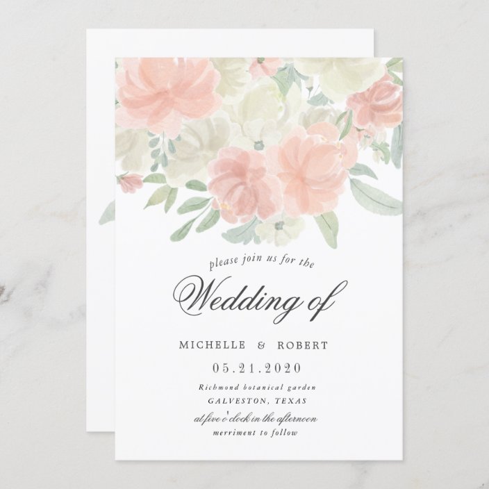 light spring floral pastel wedding invitation | Zazzle.com