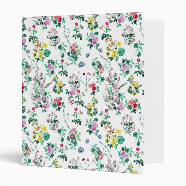Light Spring Floral Pattern 3 Ring Binder (Front/Inside)