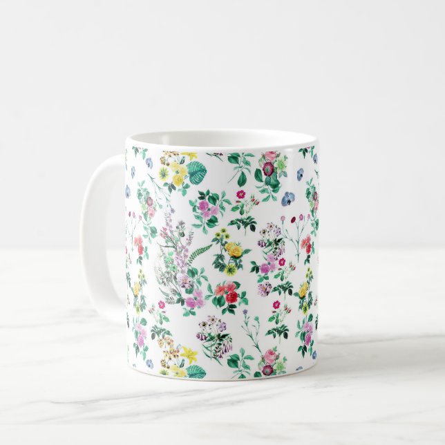 Light Spring Floral Pattern Coffee Mug (Front Left)