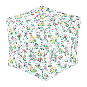 Light Spring Floral Pattern Pouf