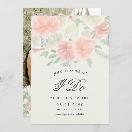 light spring floral Photo Save The Date Invitation