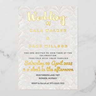 Light Stone Tan Wedding Foil Invitation
