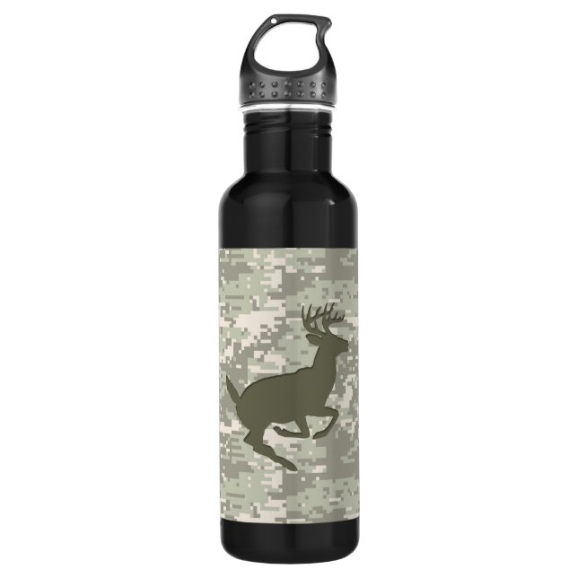 Light Storm Digital Camouflage Deer Camo Stainless Steel Water Bottle (Front)
