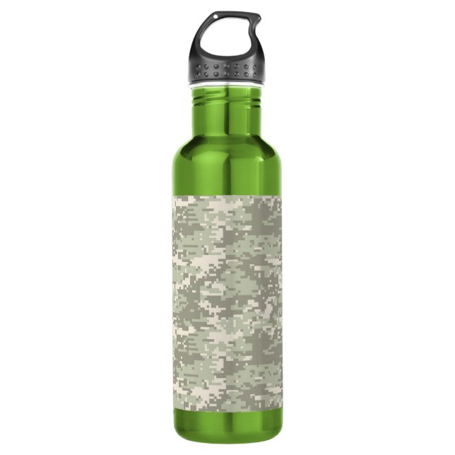 Light Storm Urban Digital Camo Customizable Water Bottle (Front)