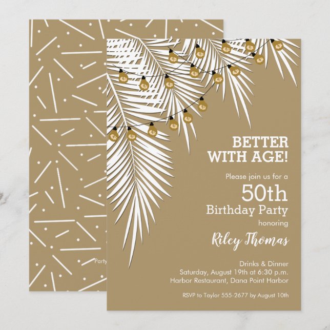 Light Strands on Palms Birthday Party Invitation (Front/Back)