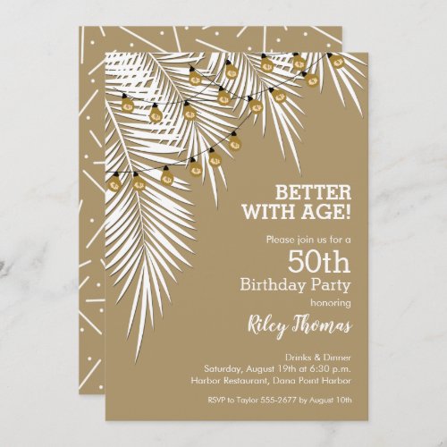 Light Strands on Palms Birthday Party Invitation