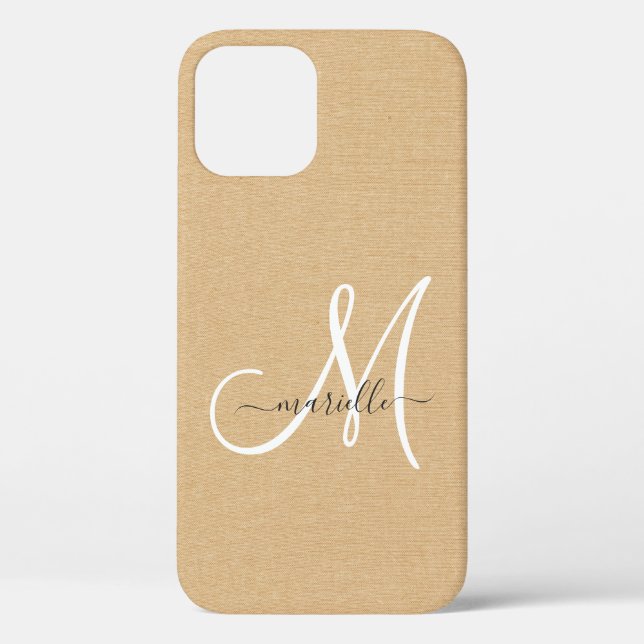 Light Straw Linen Monogram   Case-Mate iPhone Case (Back)