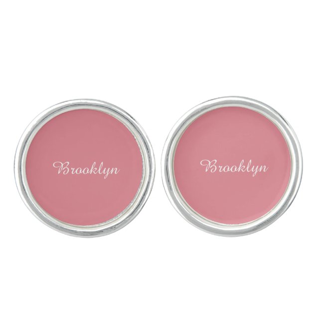 Light Strawberry Pink Customizable Cufflinks (Front)