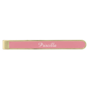 Light Strawberry Pink Customizable Gold Finish Tie Bar