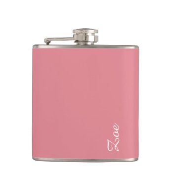 Light Strawberry Pink Customizable Hip Flask by Brookelorren at Zazzle