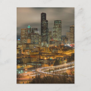 Light streaks from cars at night postcard