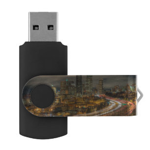 Light streaks from cars at night USB flash drive