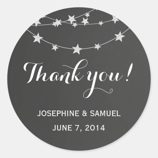 Light String Chalkboard Round Stickers