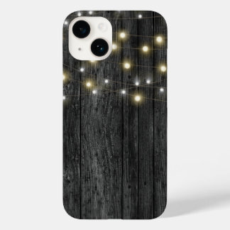 Light String on Black Wood Case-Mate iPhone 14 Case