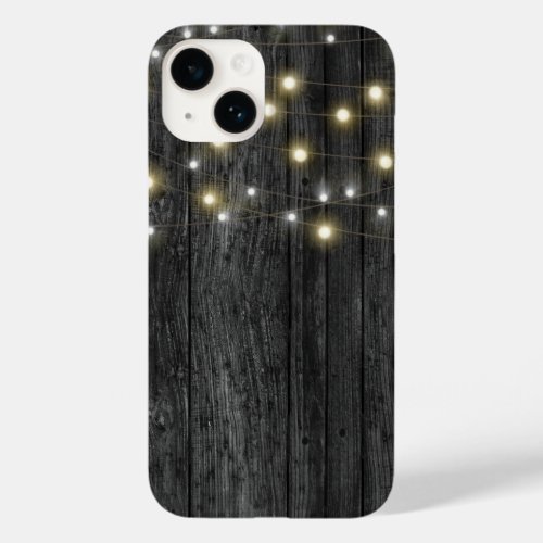 Light String on Black Wood Case_Mate iPhone 14 Case