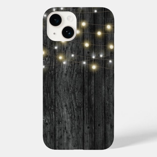 Light String on Black Wood Case-Mate iPhone Case (Back)