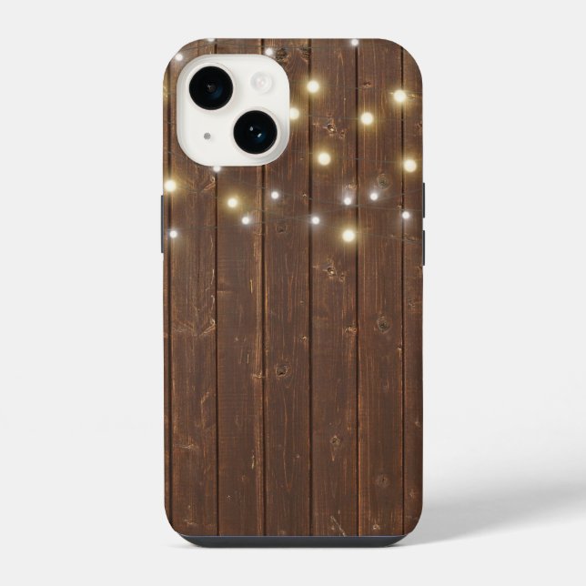 Light String on Oak Wood Iphone Case (Back)