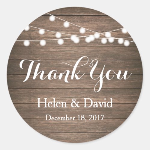 Light Strings Thank You Wedding Favour Stickers