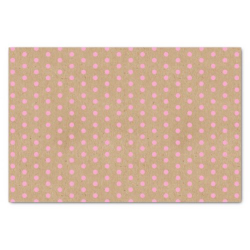 Light Summer Pink Dots On Faux Rustic Brown Kraft Tissue Paper