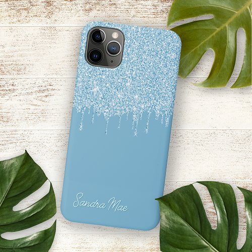 Light Summer Sky Blue Glitter Art Pattern iPhone 12 Case