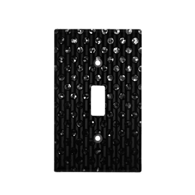 Light Switch Cover Black Sparkley Jewels (Front)