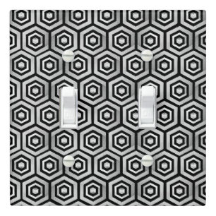 Light Switch Cover Black White Hexagon Geometric