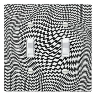 Light Switch Cover Black White Op Art Zigzag