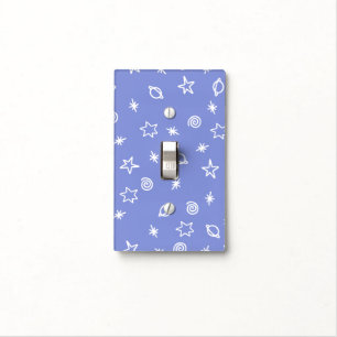 Light Switch Cover Blue Space Doodle Stars