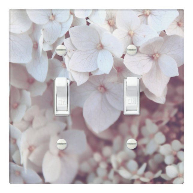 Light Switch Cover Blush Pink Hydrangea Floral (In Situ)