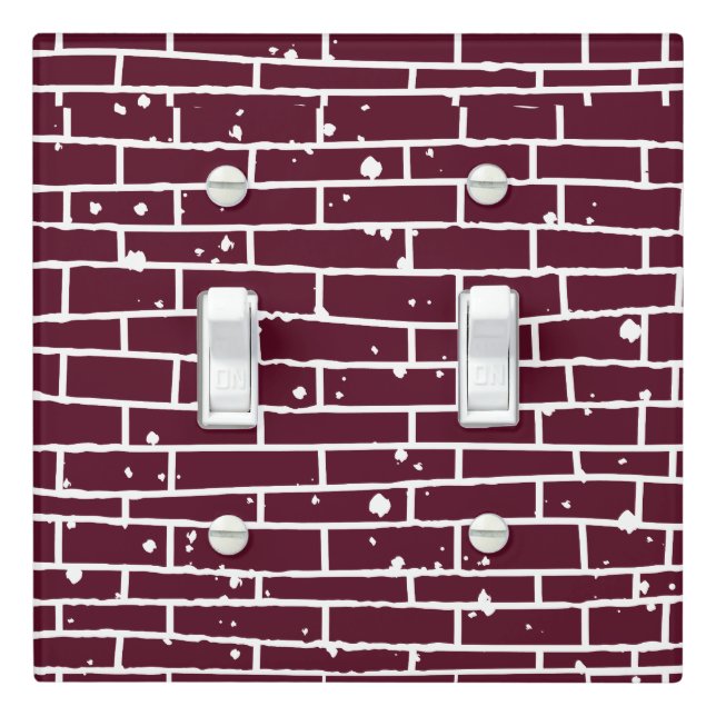 Light Switch Cover Burgundy Brick Distressed (In Situ)
