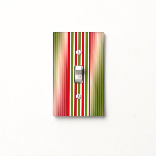 Light Switch Cover Christmas Red Green WhiteStripe (In Situ)