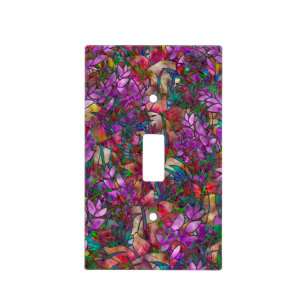 Light Switch Cover Floral Abstract Stained Glass