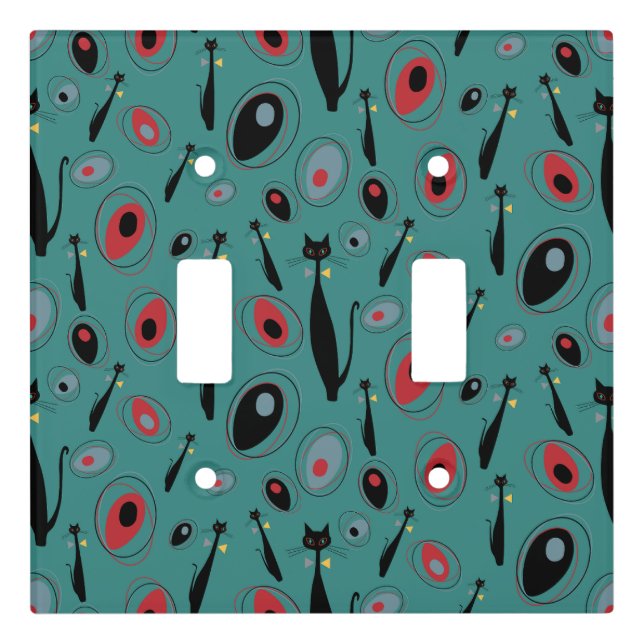 Light Switch Cover | MidCentury Modern Atomic Cats (Front)