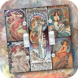 LIGHT SWITCH COVER - Mucha Women Collage #S1