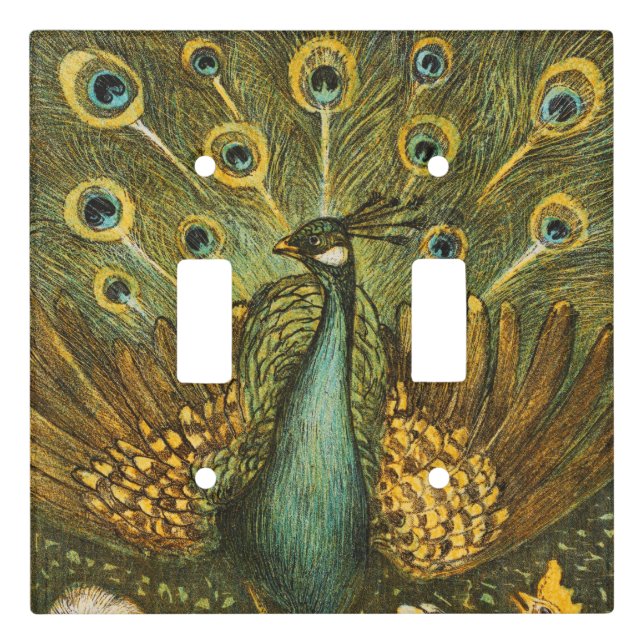 Light Switch Cover Peacock and Chickens  (Front)