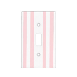 Light Switch Cover Pink & White Gold Black Stripe