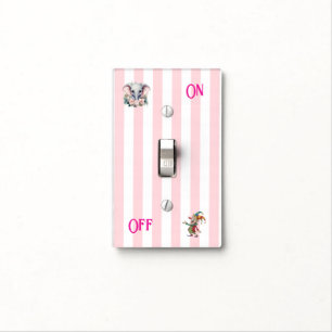 Light Switch Cover Pink & White Stripe 