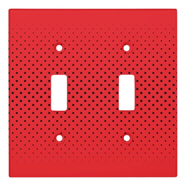 Light Switch Cover Red Black Polka Dot Bold (Front)