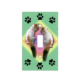 Light Switch Cover - Two Cats with Paw Prints